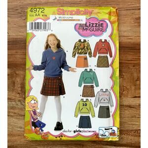 UNCUT Vintage Y2K Simplicity 4972 Sewing Pattern XXS-S Lizzie McGuire Top Skirt